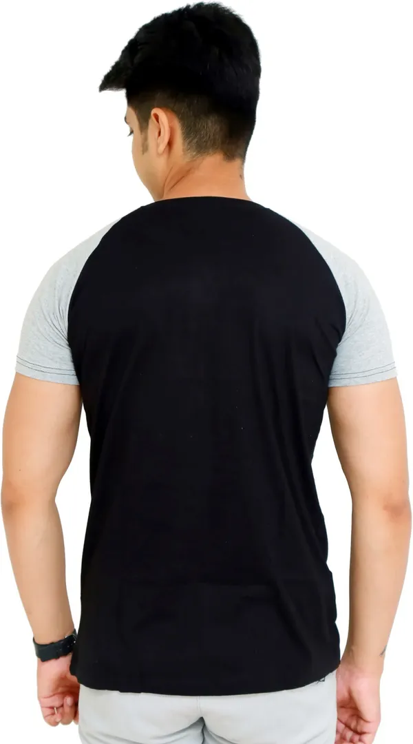 Black_&_Grey_Cotton_Blend_Colorblock_T-Shirt_For_Men