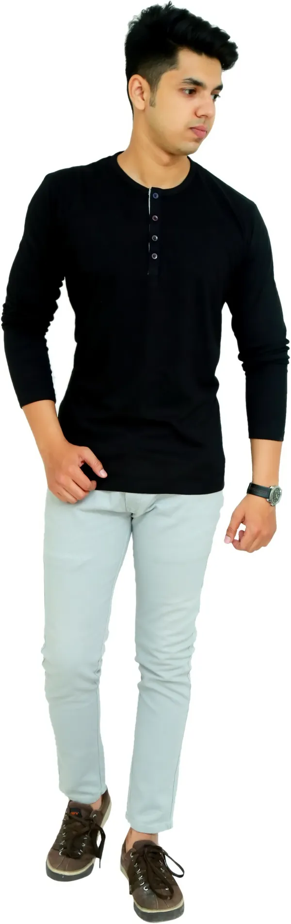 Black_Cotton_Blend_Solid_T-Shirt_For_Men