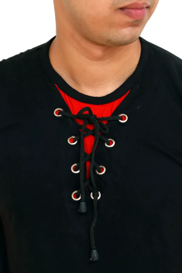 Red_&_Black_Cotton_Blend_Colorblock_T-Shirt_For_Men