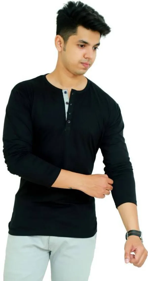 Dark_Green_Cotton_Blend_Solid_T-Shirt_For_Men