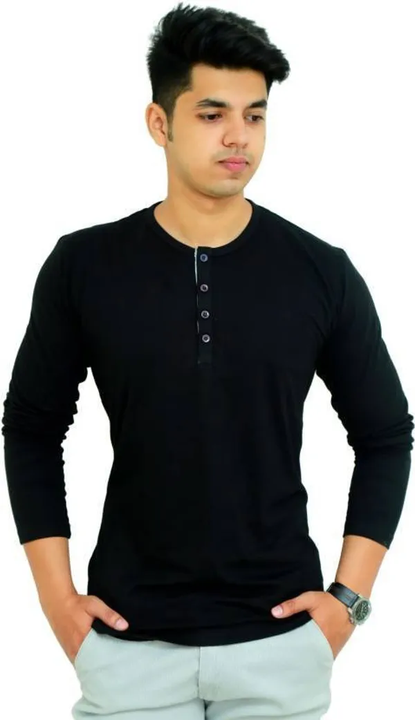 Dark_Green_Cotton_Blend_Solid_T-Shirt_For_Men