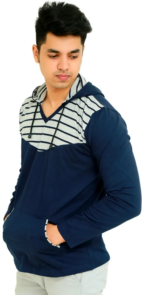 Blue_Cotton_Blend_Striped_T-Shirt_For_Men