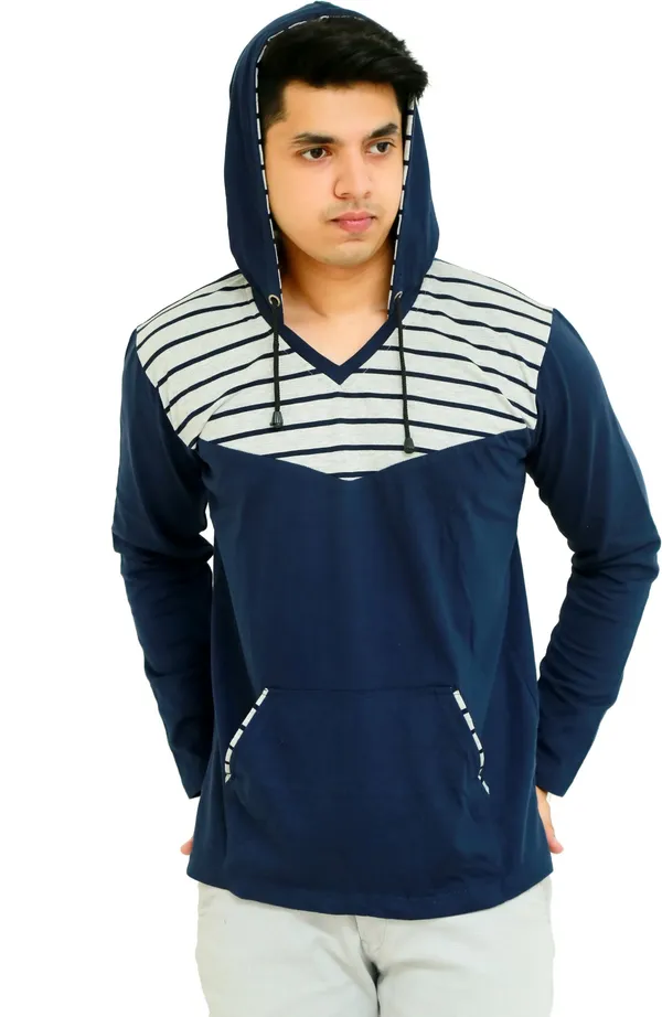 Blue_Cotton_Blend_Striped_T-Shirt_For_Men