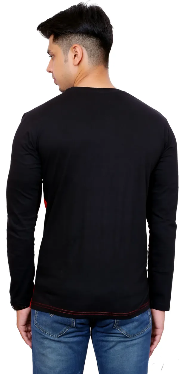 Red_&_Black_Cotton_Blend_Colorblock_T-Shirt_For_Men