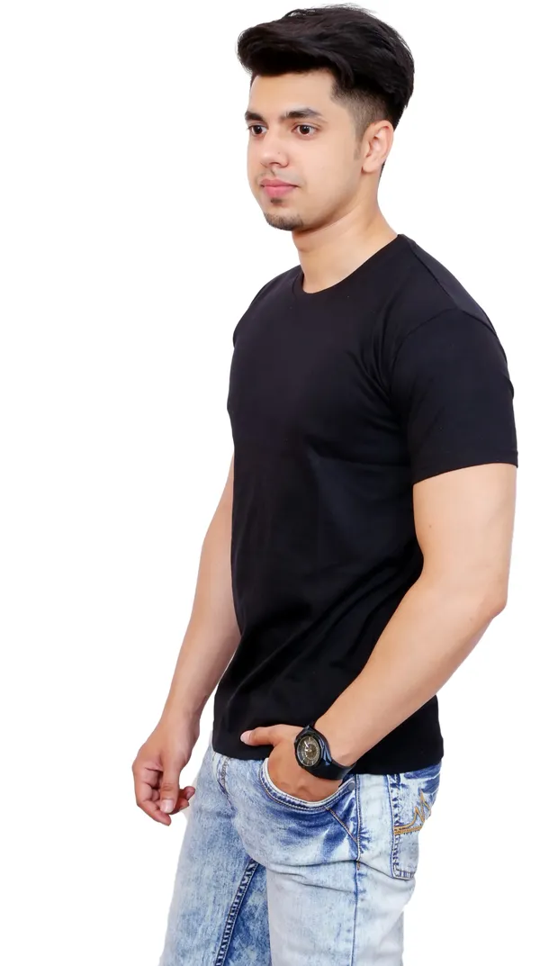 White_Cotton_Blend_Solid_T-Shirt_For_Men
