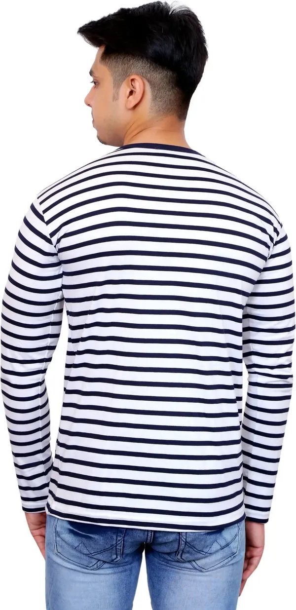 White_&_Blue_Cotton_Blend_Striped_T-Shirt_For_Men