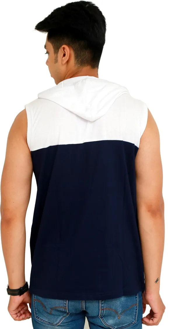 White_&_Blue_Cotton_Blend_Colorblock_T-Shirt_For_Men