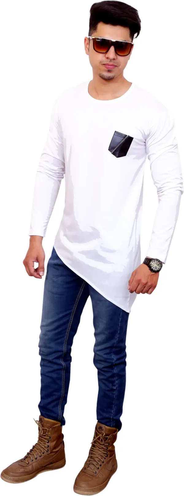 White_Cotton_Blend_Solid_T-Shirt_For_Men