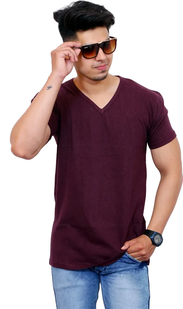 Purple_Pure_Cotton_Solid_T-Shirt_For_Men