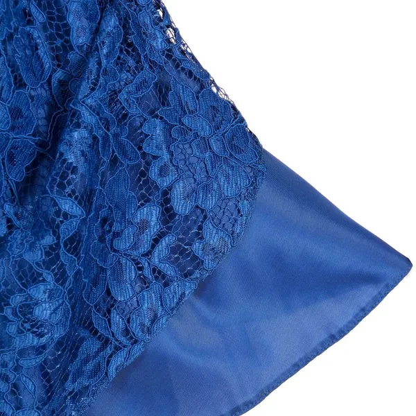 Royal_Blue_Nylon_Blend_Lace_Work_Round_Neck_Dress_For_Girls