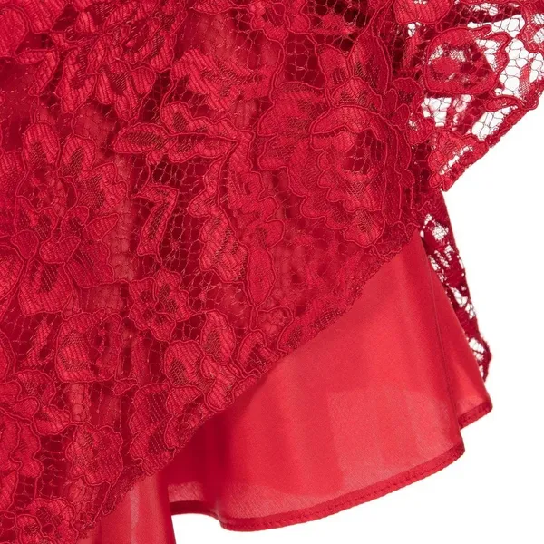 Red_Nylon_Blend_Solid_Round_Neck_Dress_For_Girls