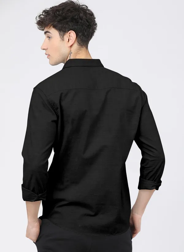 Men_Self_Design_Casual_Black_Shirt
