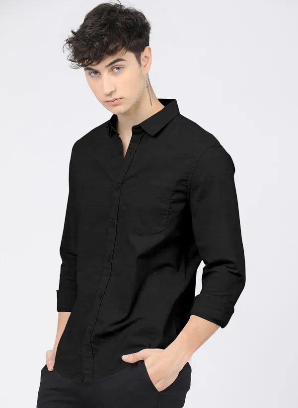 Men_Self_Design_Casual_Black_Shirt