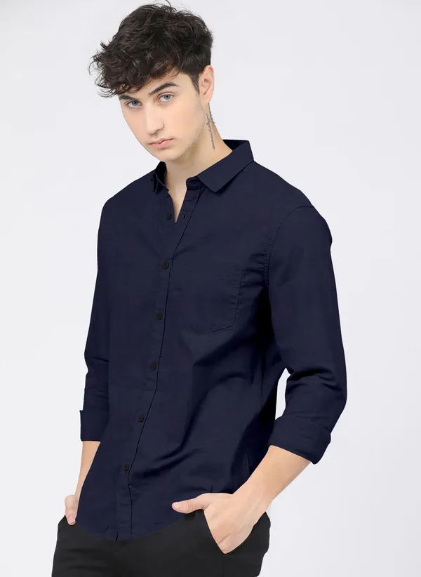 Men_Self_Design_Casual_Blue_Shirt