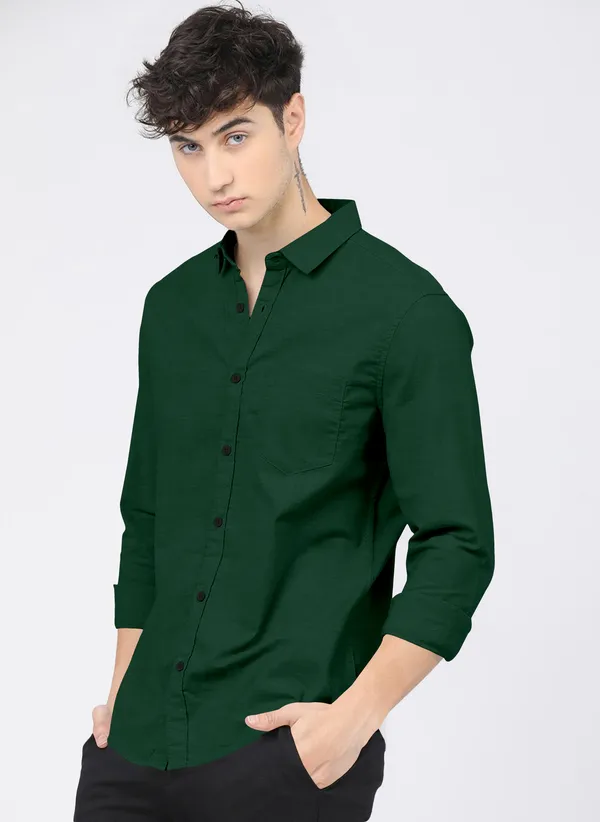 Men_Self_Design_Casual_Green_Shirt