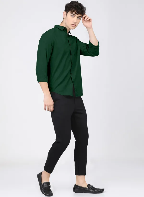 Men_Self_Design_Casual_Green_Shirt
