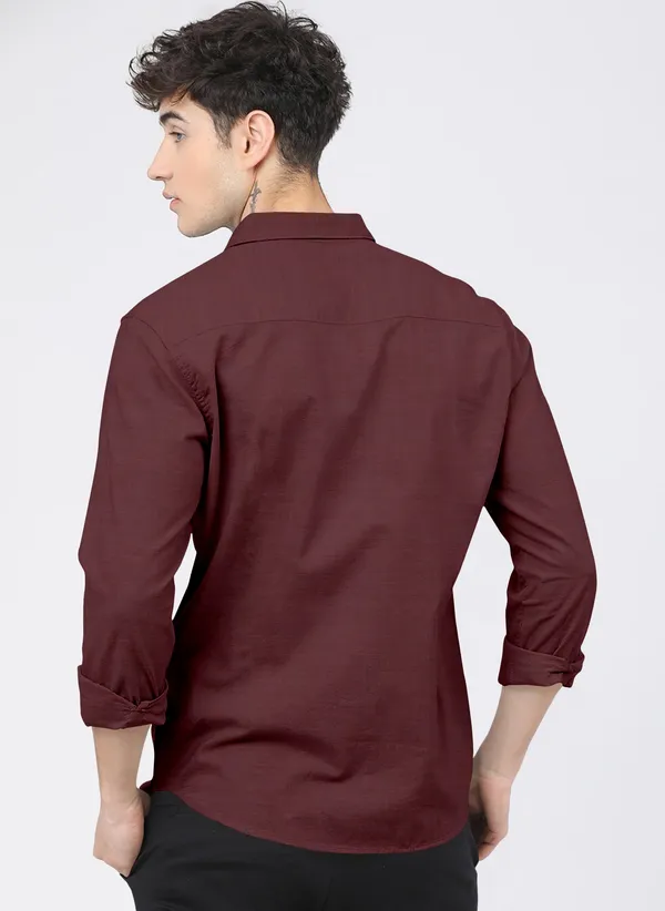 Men_Self_Design_Casual_Maroon_Shirt