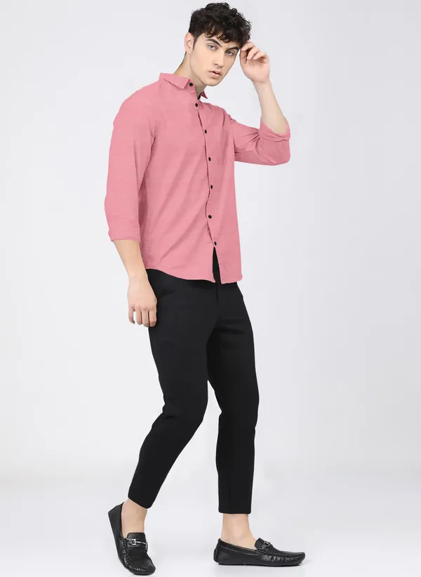 Pink_Men_Self_Design_Casual_Shirt