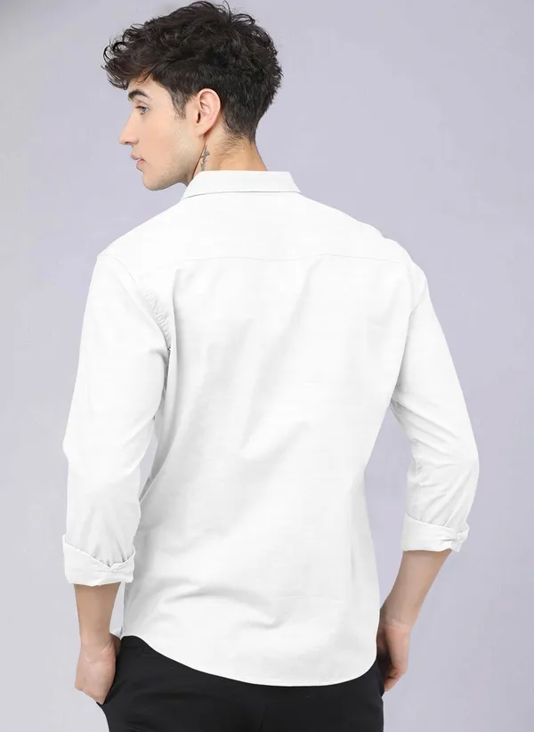 White_Men_Self_Design_Casual_Shirt
