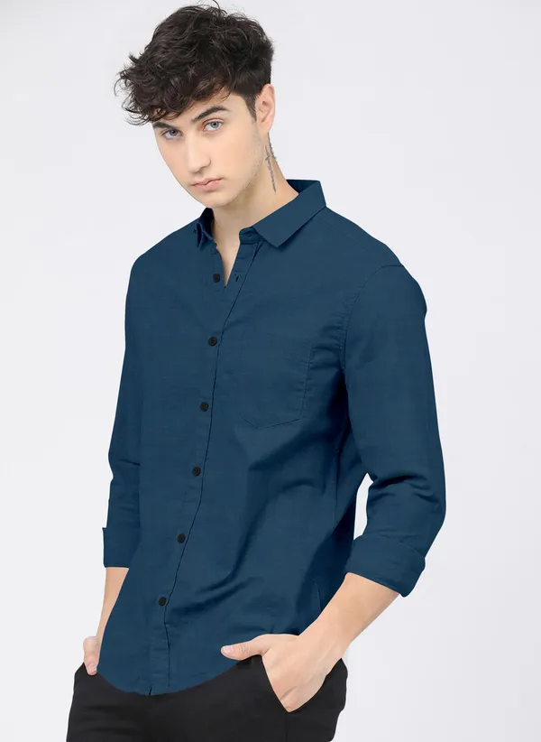 SYSBELLA_FASHION_Men_Self_Design_Casual_Dark_Blue_Shirt_()