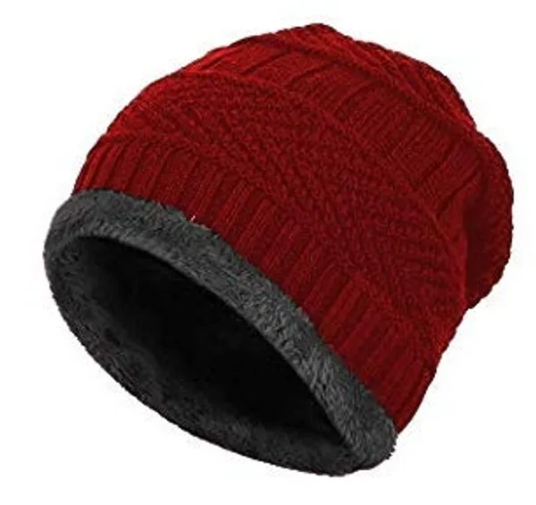 Maroon_Snow_Proof_Inside_Fur_Unisex_Wool_Beanie_Cap_with_Scarf_Set_Warm_Knit_Hat_Thick_Fleece_Lined_Winter_Hat_&_Scarf_for_Men_&_Women_(Maroon)