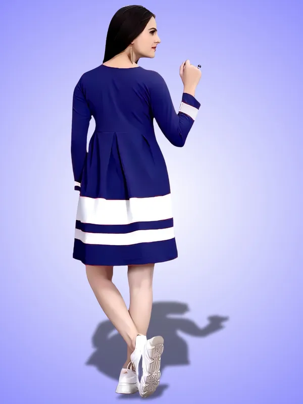 Blue_Classic_Crepe_Colour-Block_Wrap_Dress_With_ButterFly