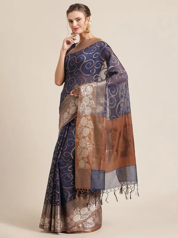 Blue_Masrise_Cotton/Cotton_Banarasi_Sarees_For_Women
