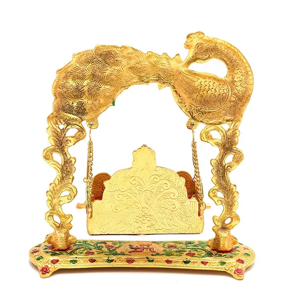 Metal_Laddu_Gopal_Jhulla_Palana_for_Janmastmi_Festive_Gold_Plated_with_Meenakri_Work_for_Your_Home,_Temple_Office,Gift_Article.