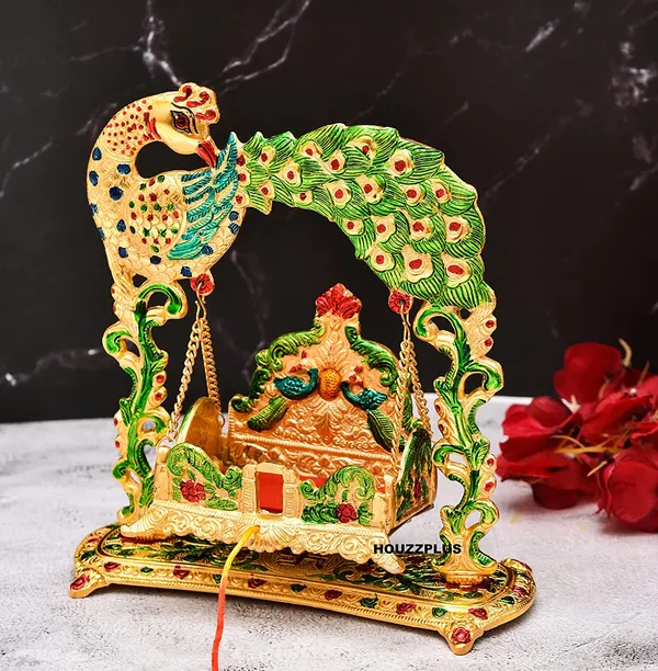 Metal_Laddu_Gopal_Jhulla_Palana_for_Janmastmi_Festive_Gold_Plated_with_Meenakri_Work_for_Your_Home,_Temple_Office,Gift_Article.