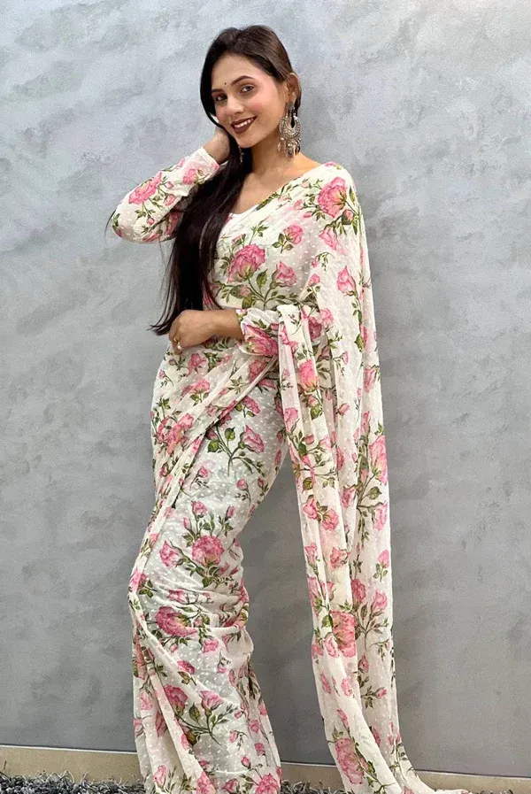 WHITE_TRENDY_GEORGETTE_SAREE_READY_TO_WEAR_1_MINUTE