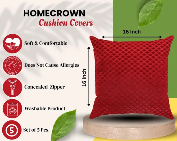 Soft_Velvet_Cushion_Covers_-_16_X_16_Inch,_Set_of_5,_Red