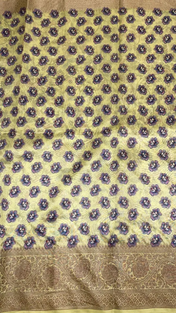 Humairah_Presents_Yellow_Warm_Silk_Floral_Digital_Print_Tilfi_Jaal_Copper_Zari_Border_Banarasi_Saree_with_Floral_Print_Booti_Yellow_Blouse