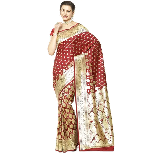 Maroon_Satin_Silk_Banarasi_Sarees_For_Women