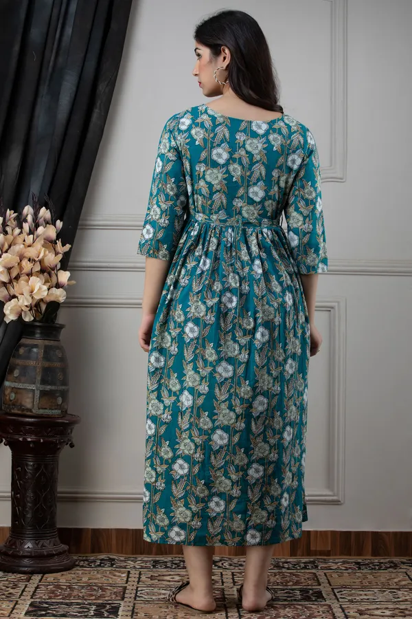 Maternity_Feeding_Rama_Green_Cotton_Dress
