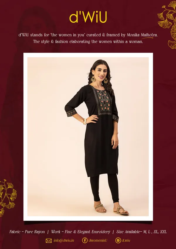 Black_Rayon_Women_Kurta,_Exquisite_Floral_Embroidery_Work