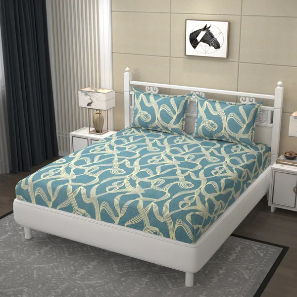 Fibre_touch__Pure_Glace_Cotton_Queen_Size_Elastic_Fitted_Bed_Sheet_With_2_Pillow_Cover