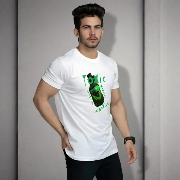 White_Printed_Half_Sleeve_Cotton_T-Shirt_For_Men