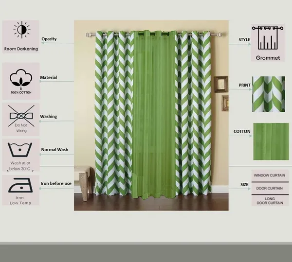 Pack_of_3_Cotton_Green_Chevron_Printet_With_Voil_SheerEyelet_Curtain_Set_for_Window_and_Door