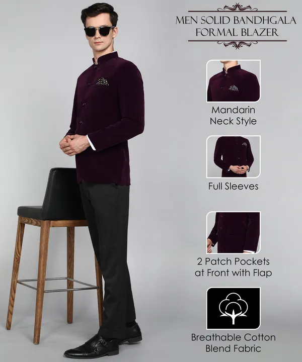 Purple_Velvet_Solid_Bandhgala