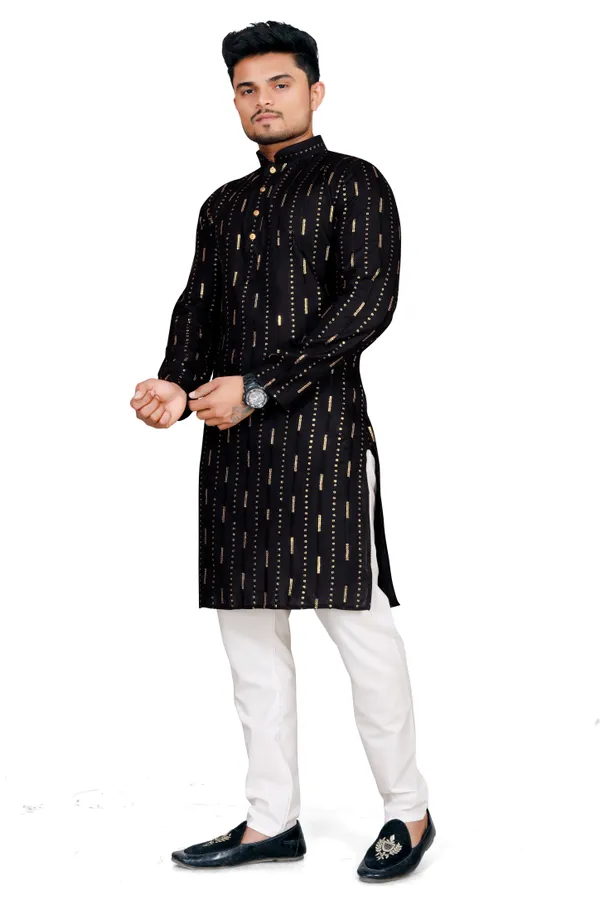 Foxy_Black_Cotton_With_Sequence_&_thread_Work_Kurta_Sets