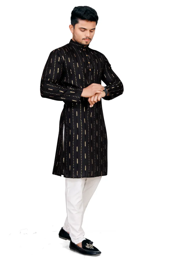 Foxy_Black_Cotton_With_Sequence_&_thread_Work_Kurta_Sets