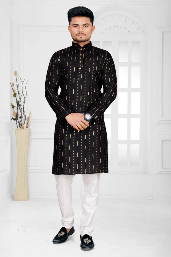 Foxy_Black_Cotton_With_Sequence_&_thread_Work_Kurta_Sets