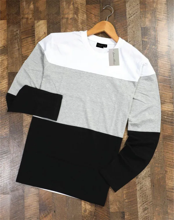 _Colorblock_Men_Round_Neck_White,_Grey,_Black_T-Shirt