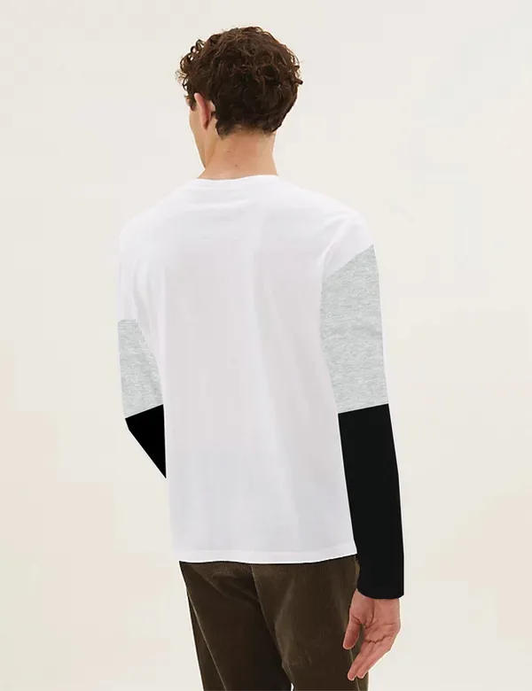 _Colorblock_Men_Round_Neck_White,_Grey,_Black_T-Shirt