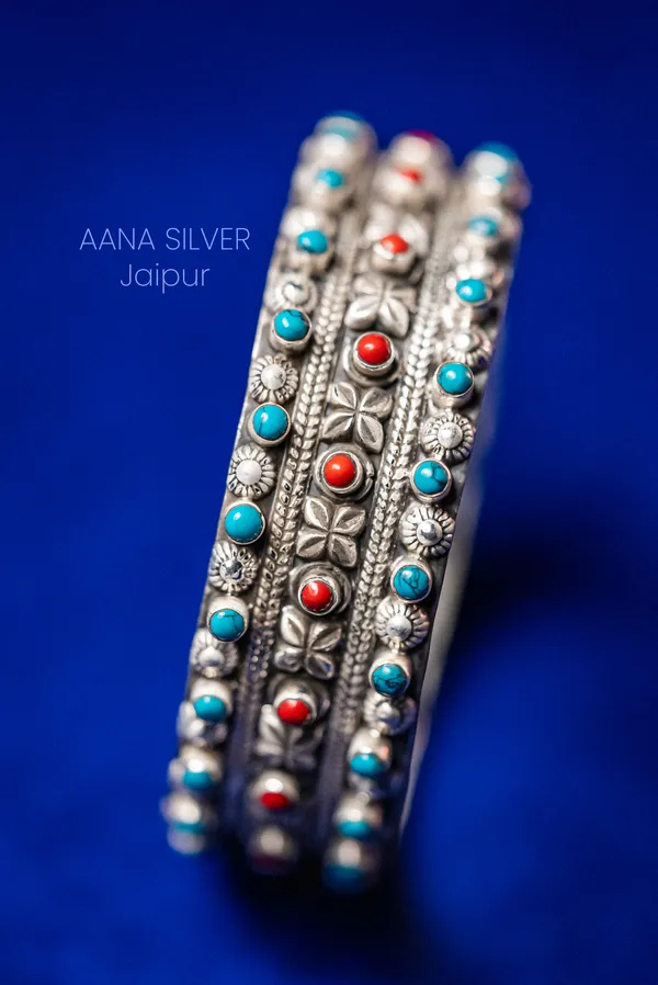 925_Pure_Sterling_Silver_|_Saundarya_Turquoise_Bangle_|_Well_Stamped_&_Hallmarked