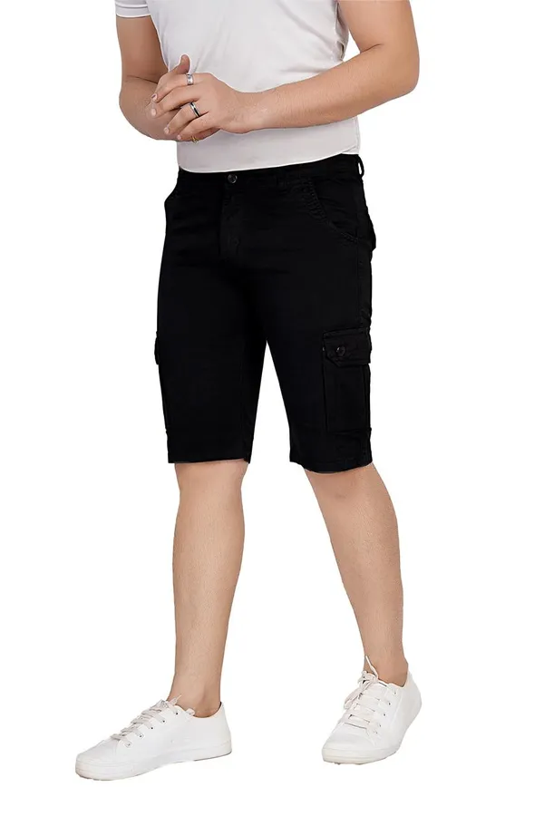 Black_Cotton_Premium_Cargo_Shorts_For_Men