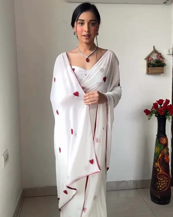 White_Color_1-Minute_Ready_To_Wear_Georgette_Saree_With_Thread_Gamthi_Work