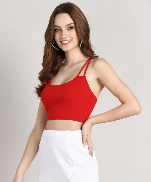 Casual_No_Sleeve_Solid_Women_Red_Top