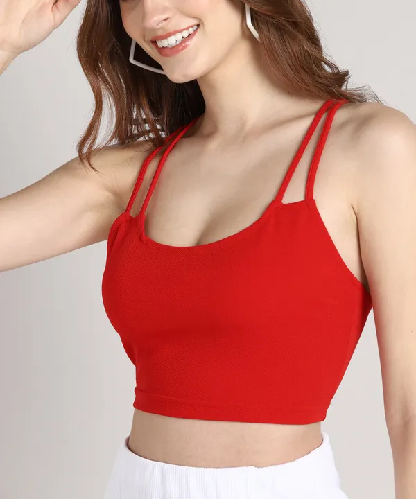 Casual_No_Sleeve_Solid_Women_Red_Top