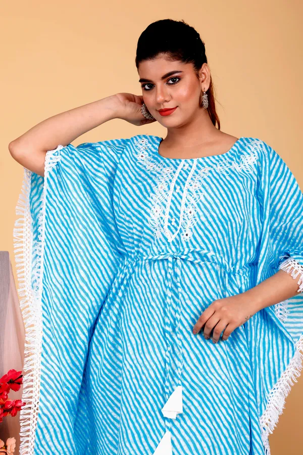 Lehariya_Printed_Kaftan_Kurti_with_Heavy_Embriodery_on_Yoke_with_Crocia_lace_All_Over_with_Drawstring_to_Give_You_Perfect_Fitting_(Sky_Blue)